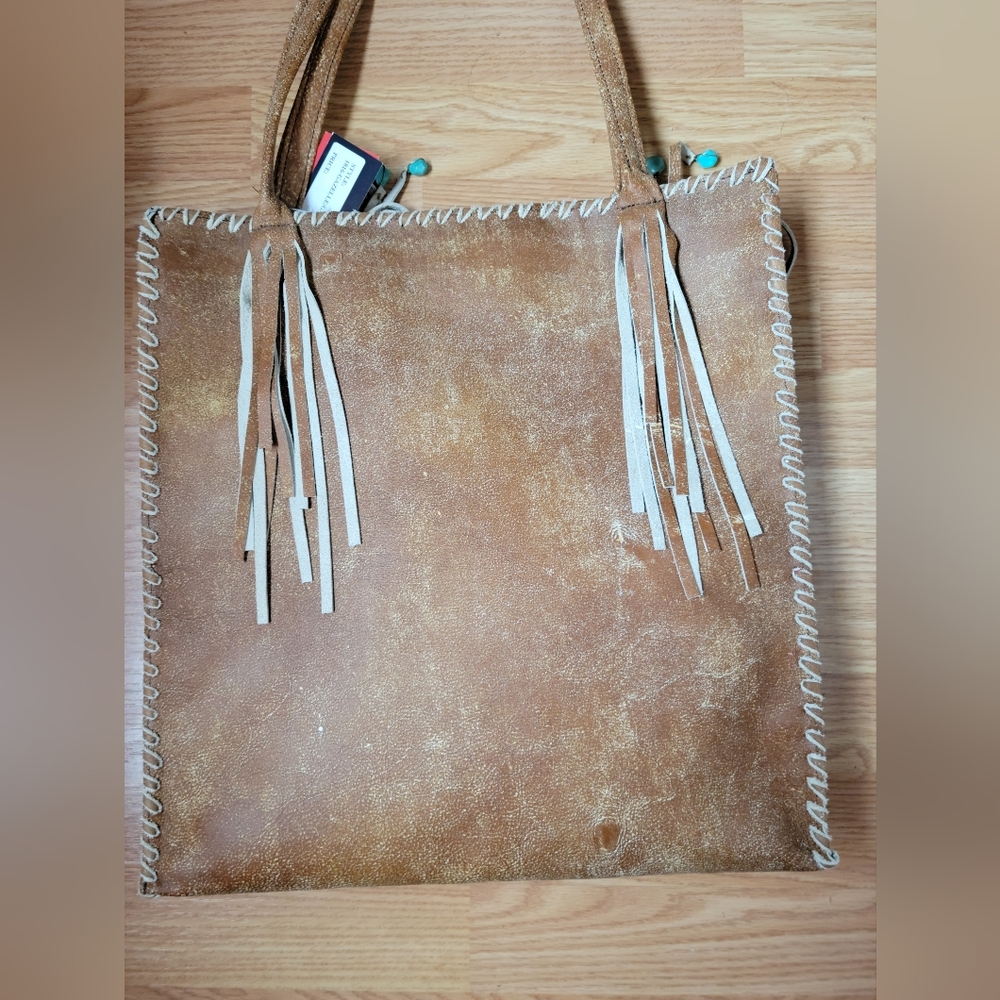 ‼️Last Chance; Will Remove‼️Kurtmen Cowgirl Print Tan Tote Bag with Turquoise - Picture 2 of 5